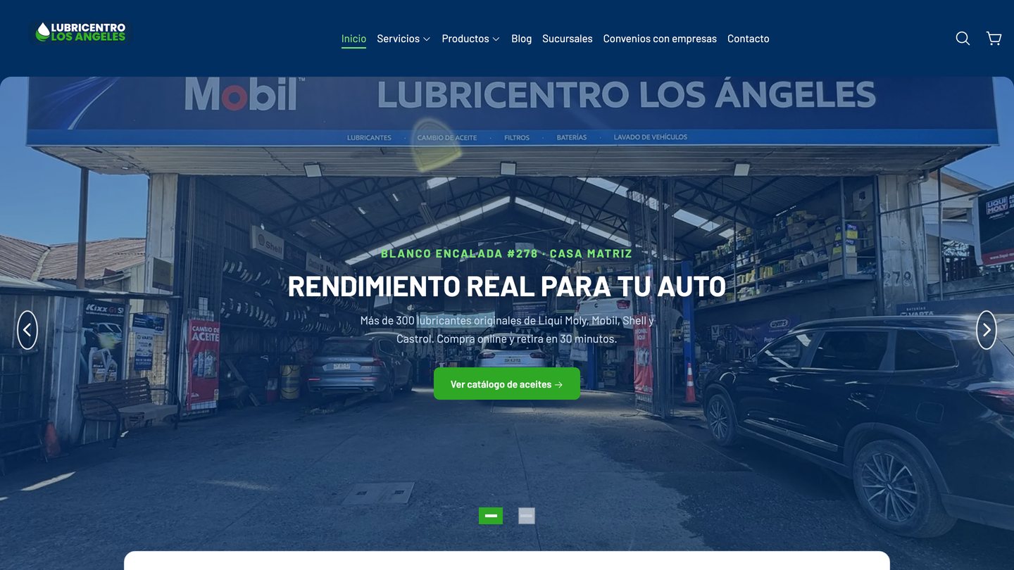 Agencia de Marketing Digital Chile - Lubricentro Los Ángeles, servicios automotrices